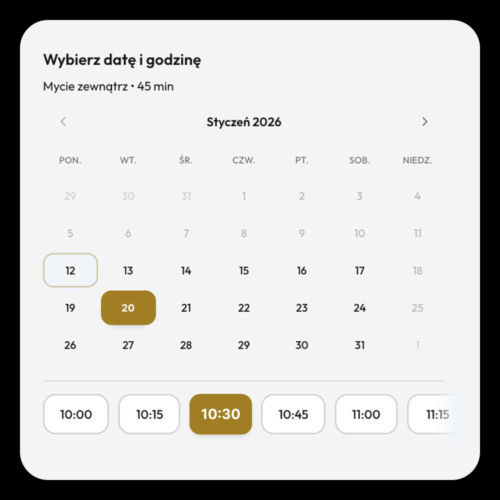Customer-facing calendar – bookings around the clock